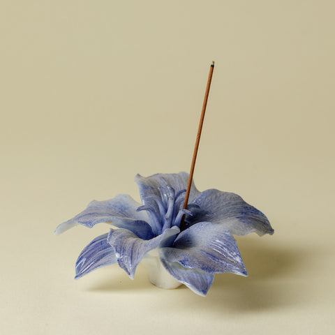 Handmade Lily Porcelain Incense Holder - Minimalist Ceramic Flower Sculpture