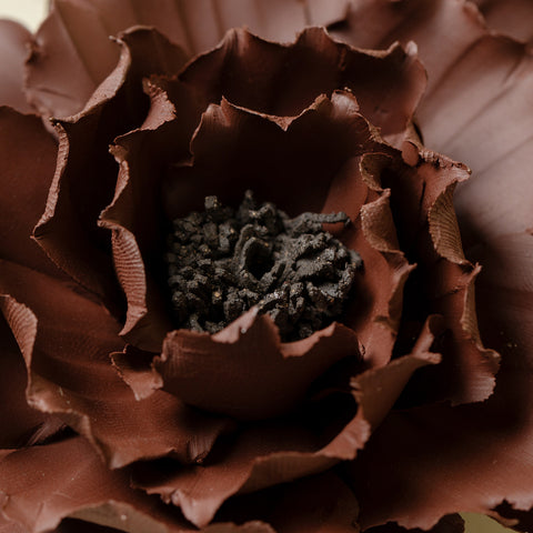 Hand-Sculpted Midnight Peony Incense Burner - Artisan Matte Ceramic Floral Holder