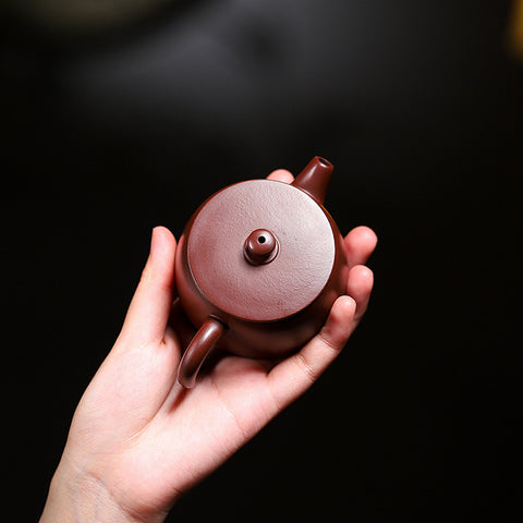 Handmade Purple Zisha Clay Teapot with Flat Lid, 120 ml Capacity - theTeaCloud