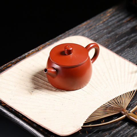 Handmade Purple Zisha Clay Teapot with Flat Lid, 120 ml Capacity - theTeaCloud