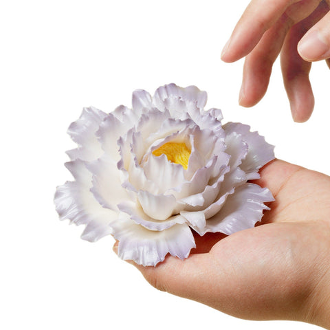 Handcrafted Porcelain Purple Peony Incense Burner Holder