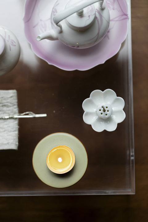 Ceramic Lotus Incense Stick Holder