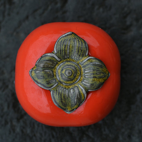 Mini Persimmon Ceramic Tea Canister – “Everything Goes Well”