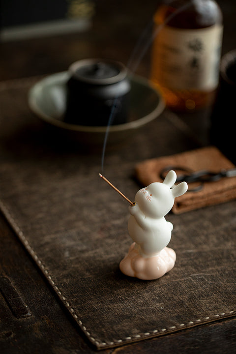 Ceramic Rabbit Incense Holder – Zen Tea Table Ornament
