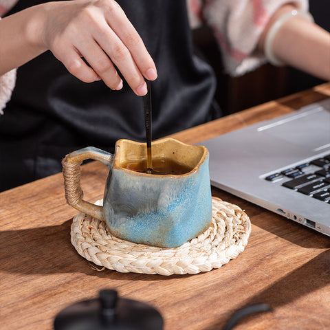 Unique Ceramic Mug, Irregular Shaped Coffee Mug - theTeaCloud