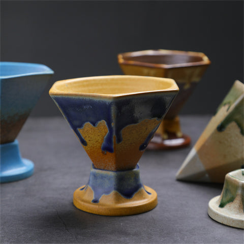 Elegant Cone-Shaped Ceramic Coffee Mug with Reactive Glaze - theTeaCloud