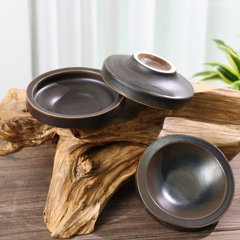 Banko-Style Japanese Ikebana Vase with Pedestal Base