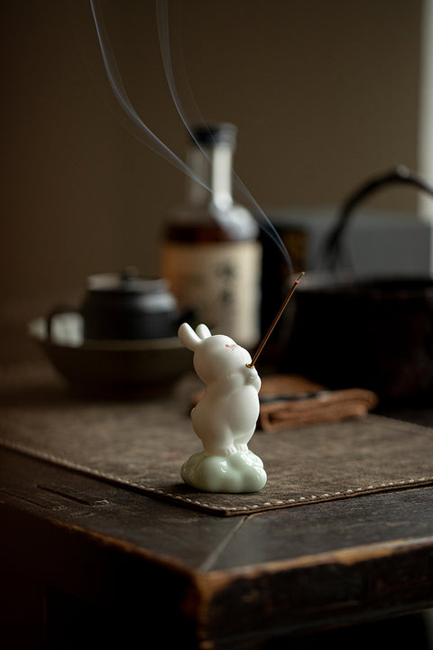 Ceramic Rabbit Incense Holder – Zen Tea Table Ornament