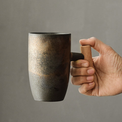 Ceramic Mug with Wooden Handle, Coffee Cup, Coffee Mug - theTeaCloud