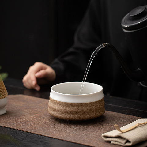 the TeaCloud - Japanese Matcha Tea Ceremony Set - Bamboo Whisk, Tea Bowl, and Tea Whisk Holder Set - White - theTeaCloud