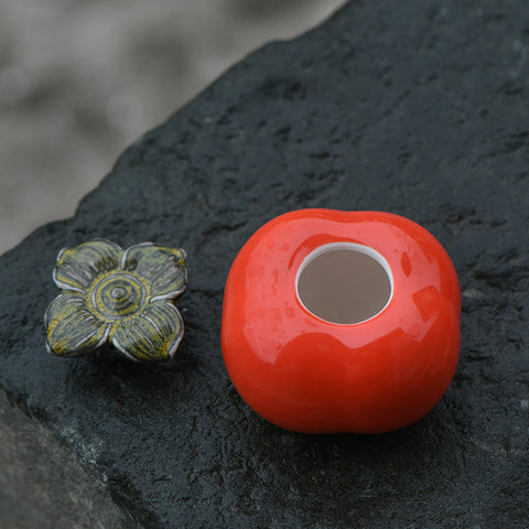 Mini Persimmon Ceramic Tea Canister – “Everything Goes Well”