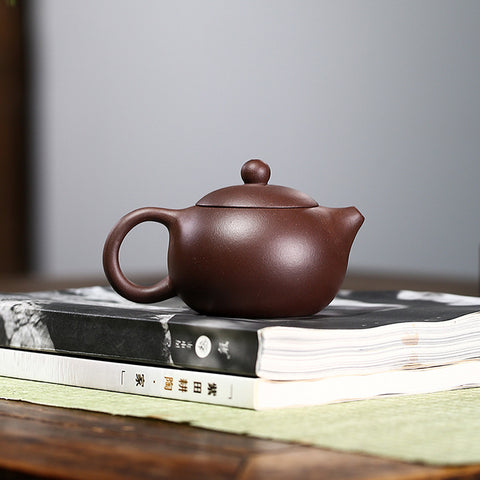 Authentic Yixing Zisha Purple Clay Mini Teapot, Xishi Style, 180ml Capacity