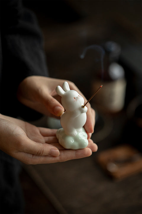 Ceramic Rabbit Incense Holder – Zen Tea Table Ornament