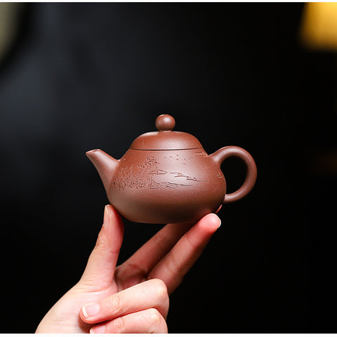 Handmadet Yixing Purple Zisha Clay Teapot, 120ml Capacity