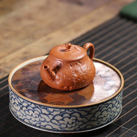 Handmade Yixing Zisha Clay Mini Teapot "Lotus Seat" - 150ml Capacity