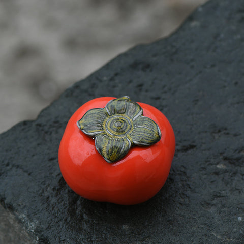 Mini Persimmon Ceramic Tea Canister – “Everything Goes Well”