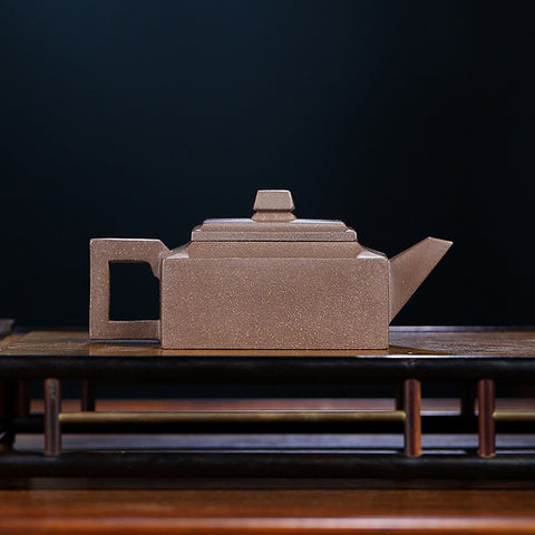 Handmade Yixing Zisha Teapot, Original Mine Old Duan Clay, Square Shape Teapot, 170ml Capacity - theTeaCloud