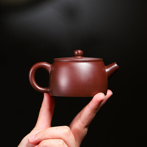 Handmade Purple Zisha Clay Teapot with Flat Lid, 120 ml Capacity - theTeaCloud