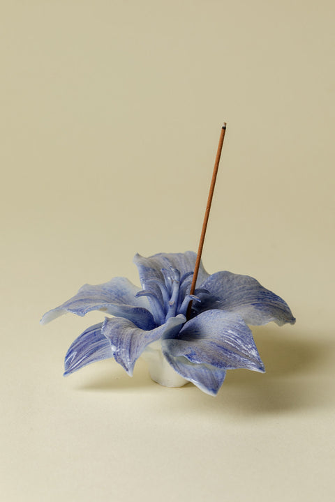 Handmade Lily Porcelain Incense Holder - Minimalist Ceramic Flower Sculpture