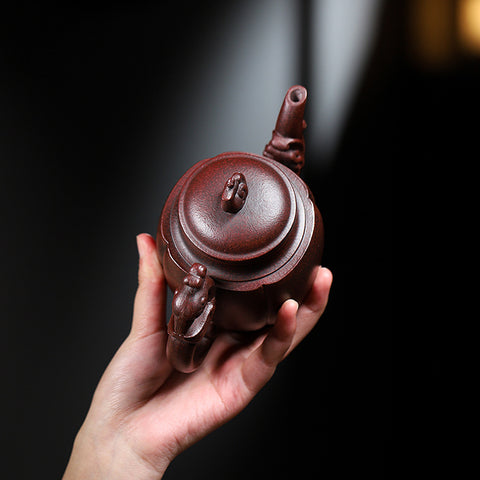 Handmade Yixing Zisha Purple Clay Teapot  "Phoenix Dancing in the Sky", 350ml Capacity