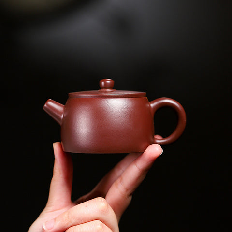 Handmade Purple Zisha Clay Teapot with Flat Lid, 120 ml Capacity - theTeaCloud