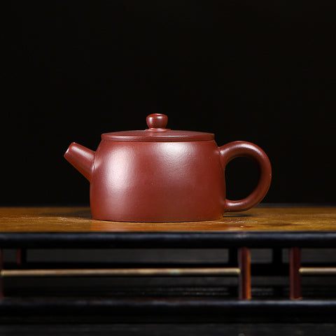 Handmade Purple Zisha Clay Teapot with Flat Lid, 120 ml Capacity