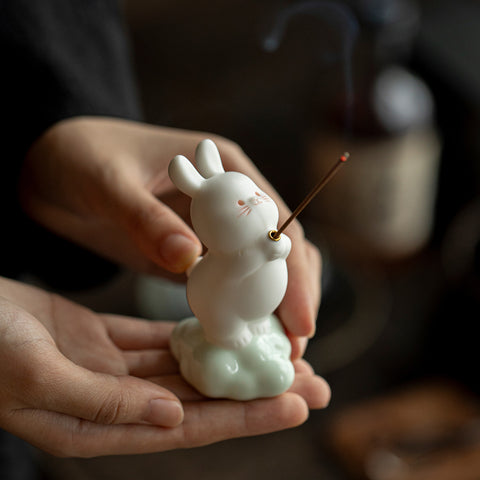 Ceramic Rabbit Incense Holder – Zen Tea Table Ornament