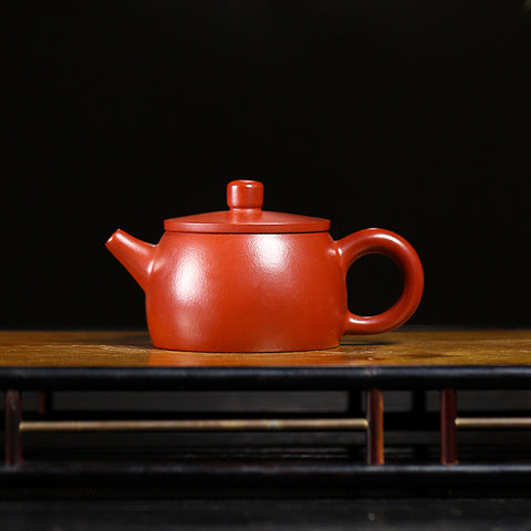 Handmade Purple Zisha Clay Teapot with Flat Lid, 120 ml Capacity