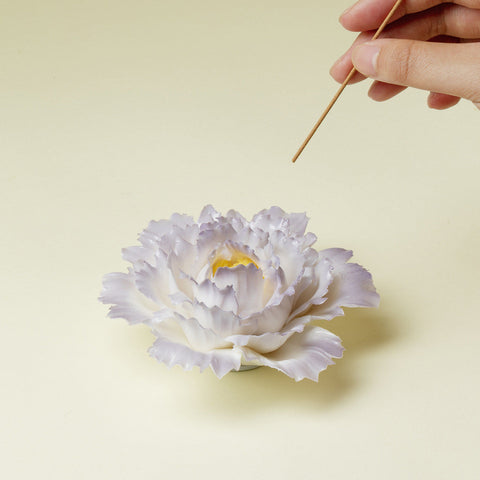 Handcrafted Porcelain Purple Peony Incense Burner Holder