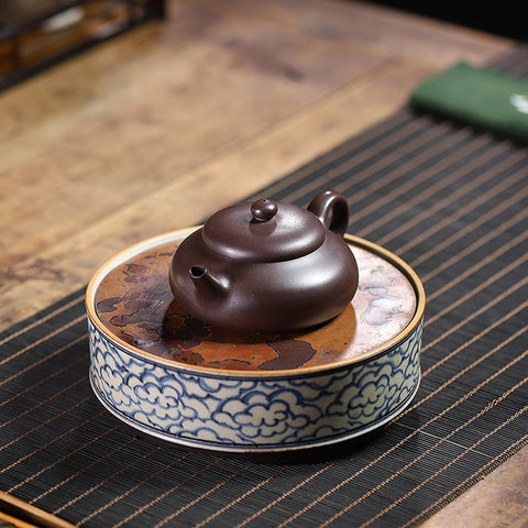 Handmade Yixing Purple Clay Teapot, Shiyuan (Persimmon Round) Style, 170ml Capacity - theTeaCloud