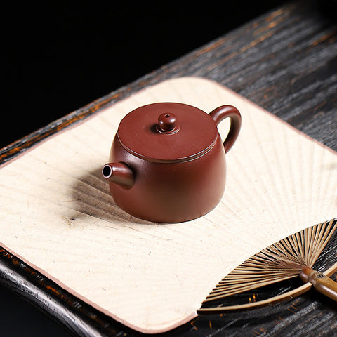 Handmade Purple Zisha Clay Teapot with Flat Lid, 120 ml Capacity - theTeaCloud