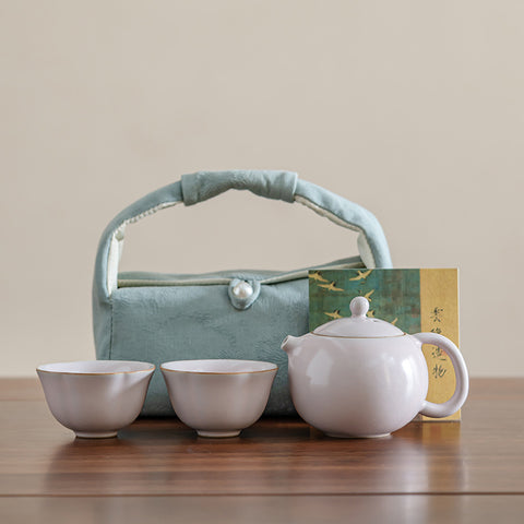 Celadon Teapot with Sunflower Cup – Minimal Tea Set