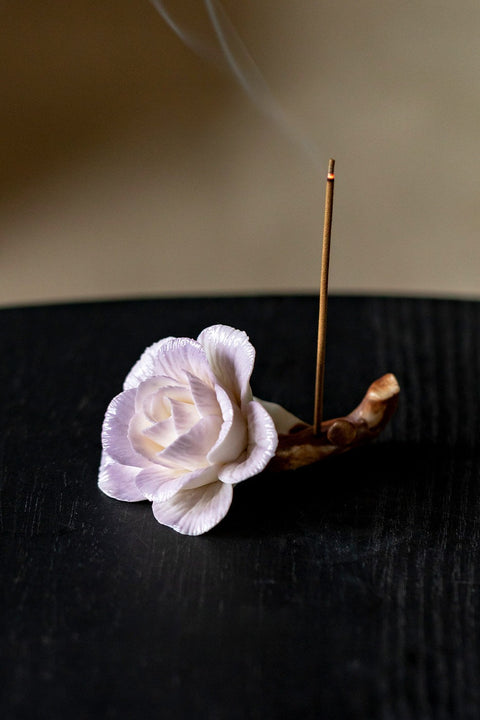 Artisan Porcelain Flower Incense Holder - Chrysanthemum and Camellia