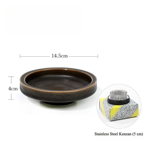 Banko-Style Japanese Ikebana Vase with Pedestal Base