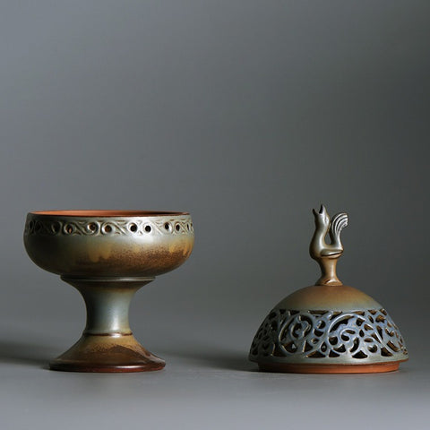 Ceramic incense censer, lid removed