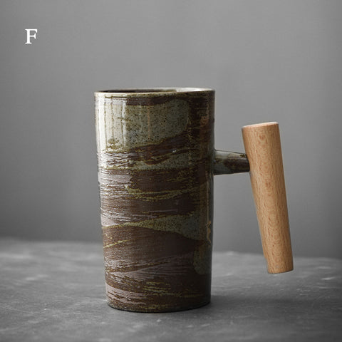 Ceramic Mug with Wooden Handle, Coffee Cup, Coffee Mug - theTeaCloud