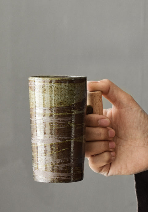 Ceramic Mug with Wooden Handle, Coffee Cup, Coffee Mug - theTeaCloud