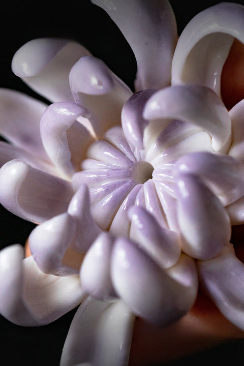 Artisan Porcelain Flower Incense Holder - Chrysanthemum and Camellia