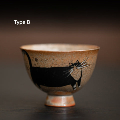 Shino Cat Vintage Style Hand-Painted Mini Ceramic Teacup