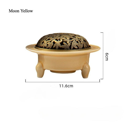 Zen-Inspired Ceramic Incense Burner – Tripod Celadon Style
