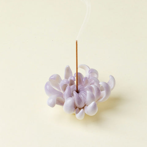 Artisan Porcelain Flower Incense Holder - Chrysanthemum and Camellia