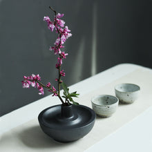 Load image into Gallery viewer, Handmade Ceramic &quot;Zen Style&quot; Ikebana Vase in White and Black
