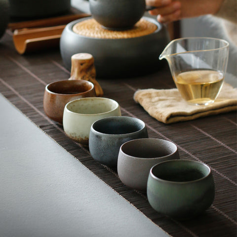 Handmade Colorful Ceramic Teacup Value Set 5 cups