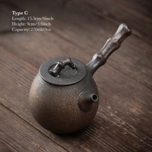 Load image into Gallery viewer, Japanese Style Ceramic Kyusu Teapot in Iron Glaze and Green Color
