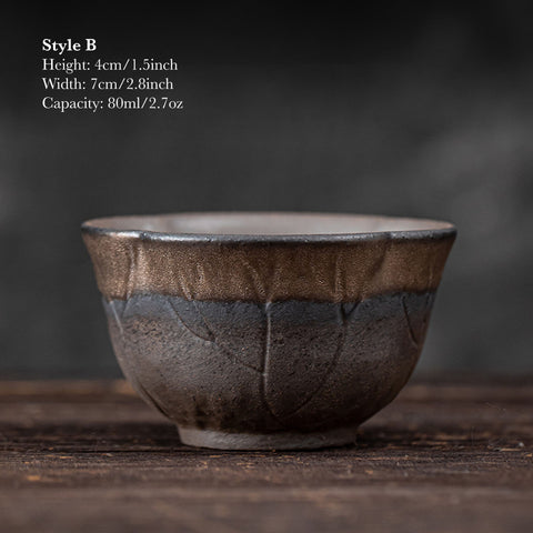 Lotus Style Gilt Glazed Ceramic Teacups, Two Styles
