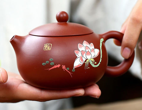 Handmade Yixing Zisha Teapot Set, Traditional Chinese Clay Teapot with Two Tea Cups, Gift Package