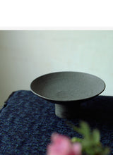 Load image into Gallery viewer, Handmade Black Ceramic Ikebana Flower Arranger/Ikebana Vase, Kenzan Included
