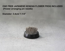 Load image into Gallery viewer, Handmade Ceramic Ikebana Vase/ Snack Plate in Speckled White and Dark Grey, Kenzan Flower Frog Included
