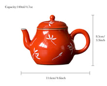 Load image into Gallery viewer, Handmade Porcelain Red Pear Shape Teapot, Personal Teapot, Tea Ceremony Style
