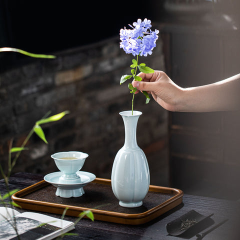 Handmade Shadow Celadon Porcelain Vase/ Flower Arrangement/ Living Room Decorations